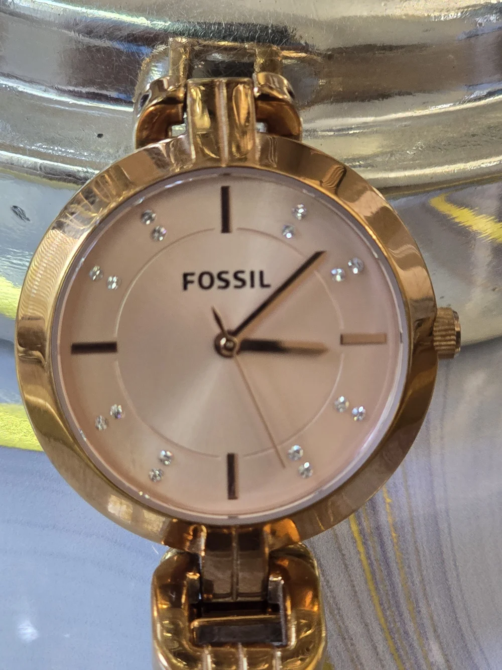 Fossil Women's Rose Gold Crystal Dial Bracelet Watch